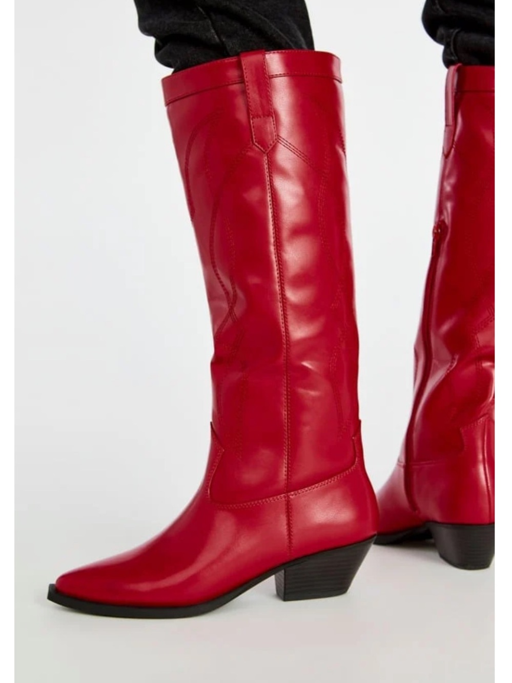 Red Wide-Calf Western Boots - Women